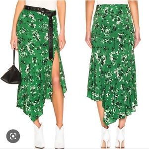 Veronica Beard Green Silk Bias Cut Mac Skirt